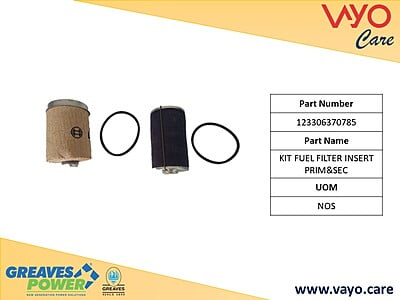 KIT FUEL FILTER INSERT PRIM&SEC - 123306370785 - GREAVES
