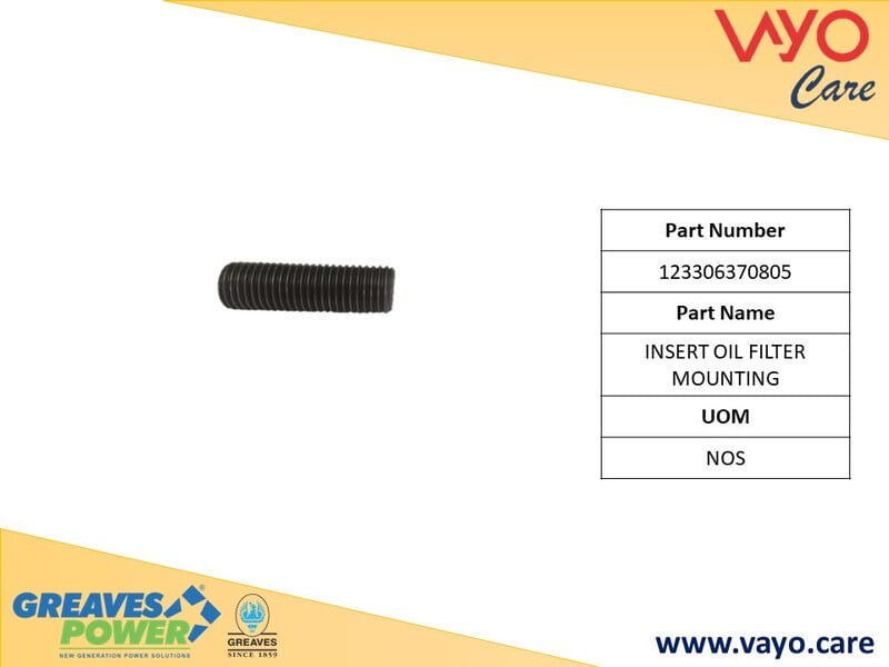 INSERT OIL FILTER MOUNTING - 123306370805 - GREAVES