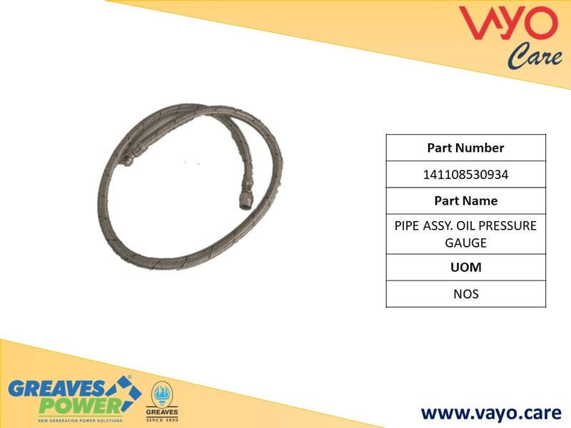 PIPE ASSY. OIL PRESSURE GAUGE - 141108530934 - GREAVES