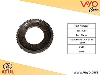 GEAR FINAL DRIVE - 62 TEETH - 26030098 - GEM CARGO