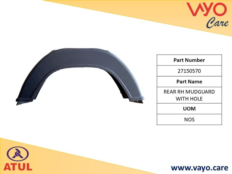 REAR RH MUDGUARD WITH HOLE - 27150570 - GEM CARGO