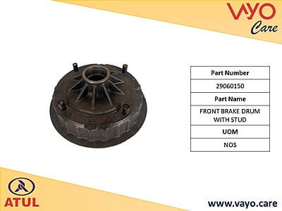 FRONT BRAKE DRUM WITH STUD - 29060150 - GEMINI ULTRA