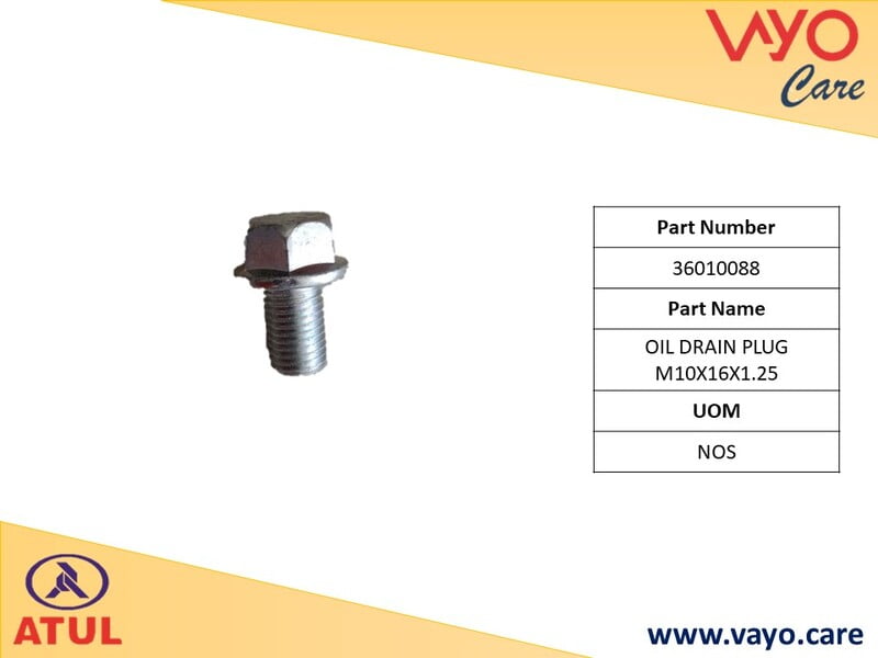 OIL DRAIN PLUG M10 X 16 X 1.25 - 36010088 - GEMINI ULTRA
