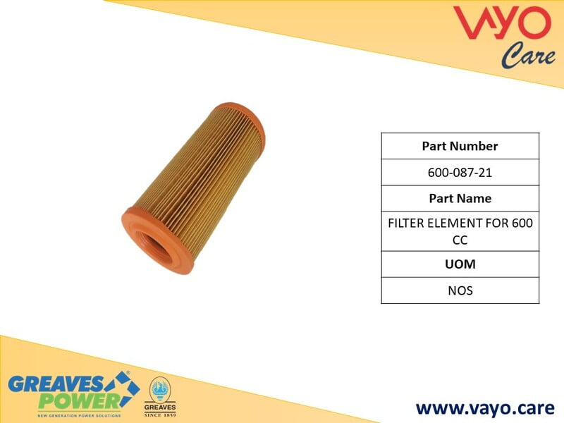 FILTER ELEMENT FOR 600 CC - 600-087-21 - GREAVES