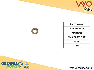 WASHER M8 FLAT - 604920103056 - GREAVES