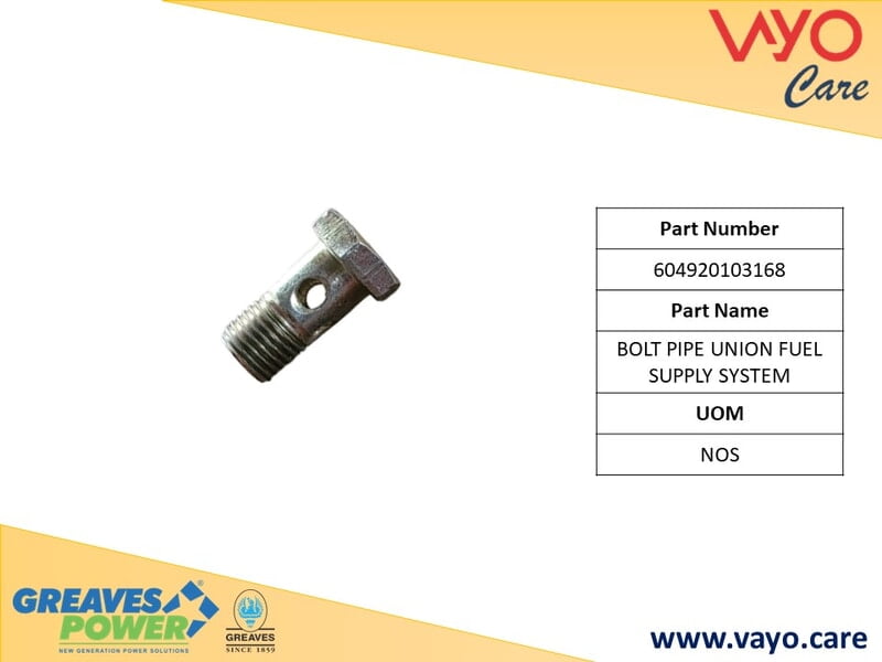 BOLT PIPE UNION FUEL SUPPLY SYSTEM - 604920103168 - GREAVES