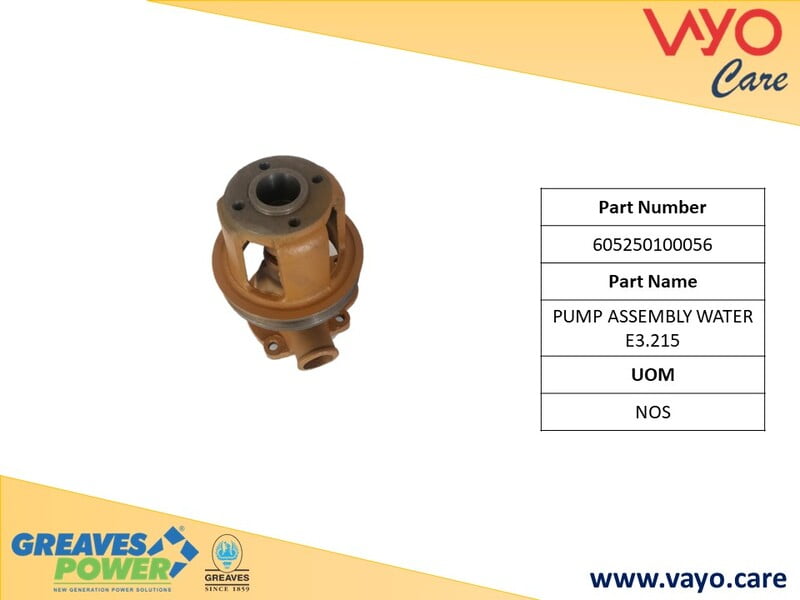 PUMP ASSEMBLY WATER E3.215 - 605250100056 - GREAVES