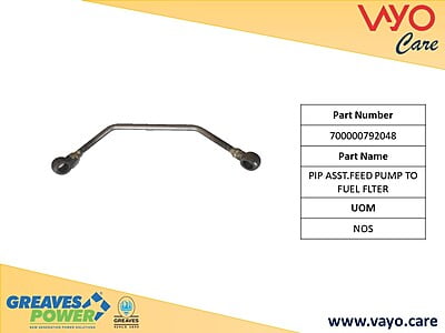 PIP ASST.FEED PUMP TO FUEL FLTER - 700000792048 - GREAVES
