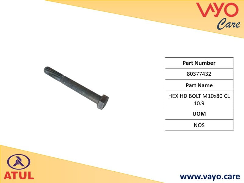 HEX HD BOLT M10X80 CL 10.9 - 80377432 - GEMINI ULTRA