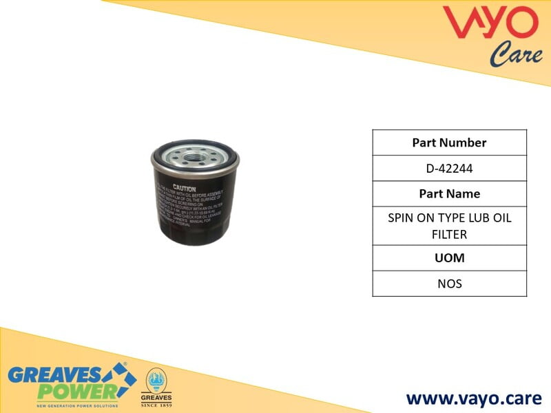 SPIN ON TYPE LUB OIL FILTER - D-42244 - GREAVES