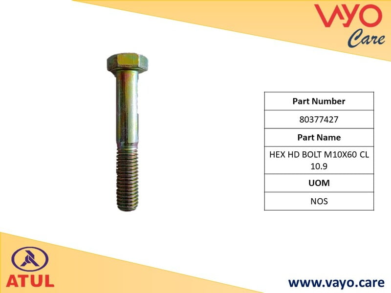 HEX HD BOLT M10X60 CL 10.9 - 80377427 - GEM CARGO